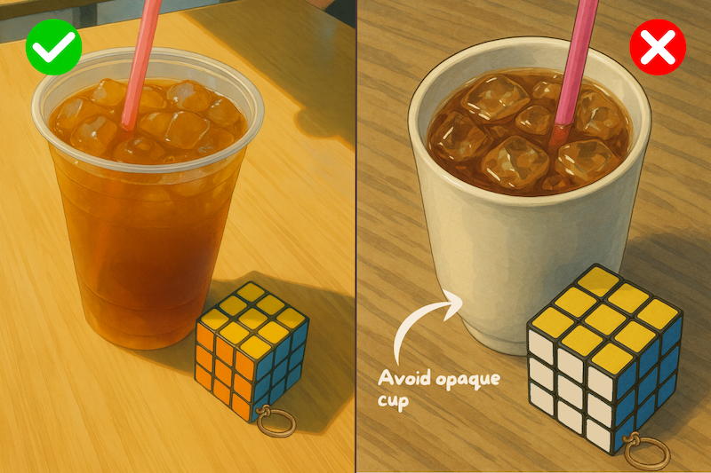 transparent cup versus opaque cup
